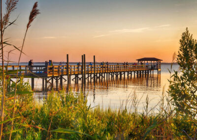 wooden dock view over river