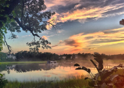 Sunset skies over river