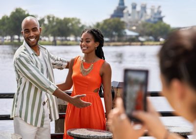 riverwalk couple taking photos